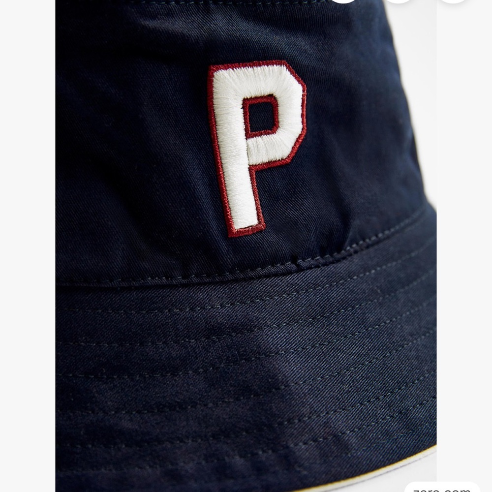 Zara J Initial Navy Blue Bucket Hat